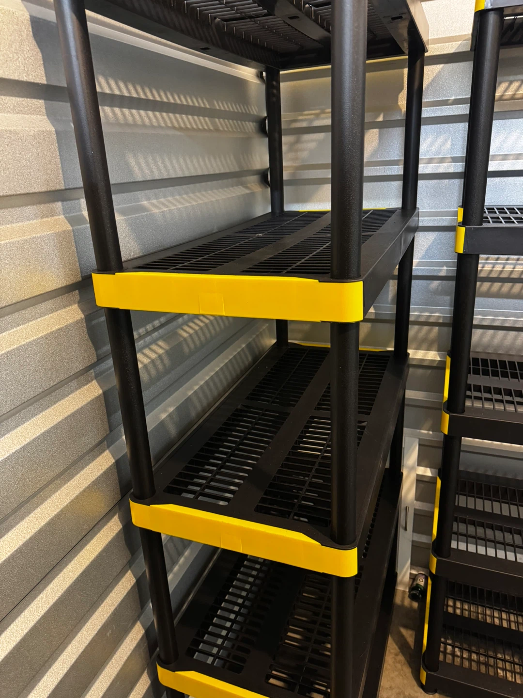 Black 5-Tier Plastic Shelving Unit with Yellow Accents - photo 3