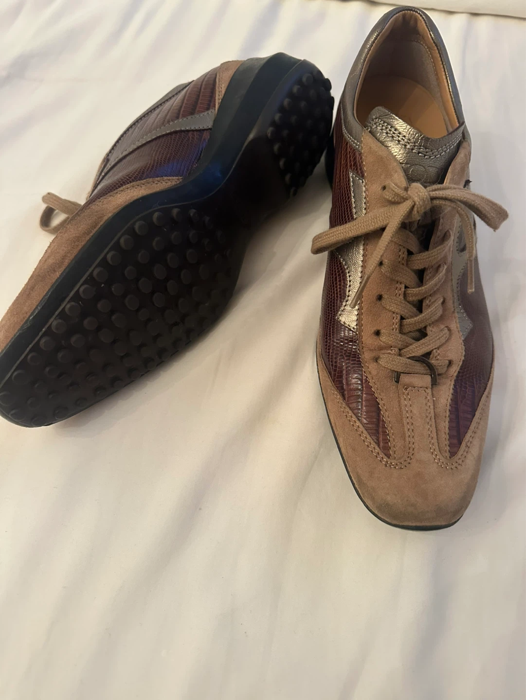TOD'S Suede & Exotic Skin Sneakers - photo 2