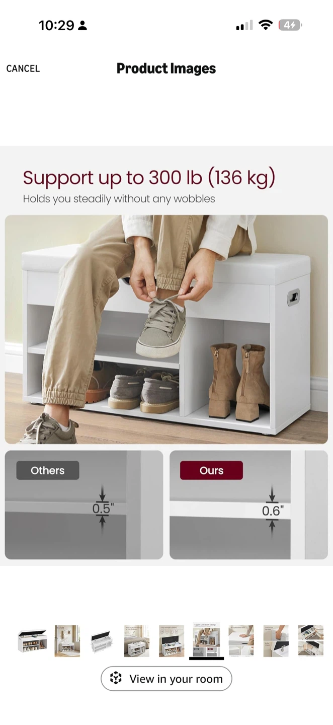 White Storage Bench with Shoe Compartments