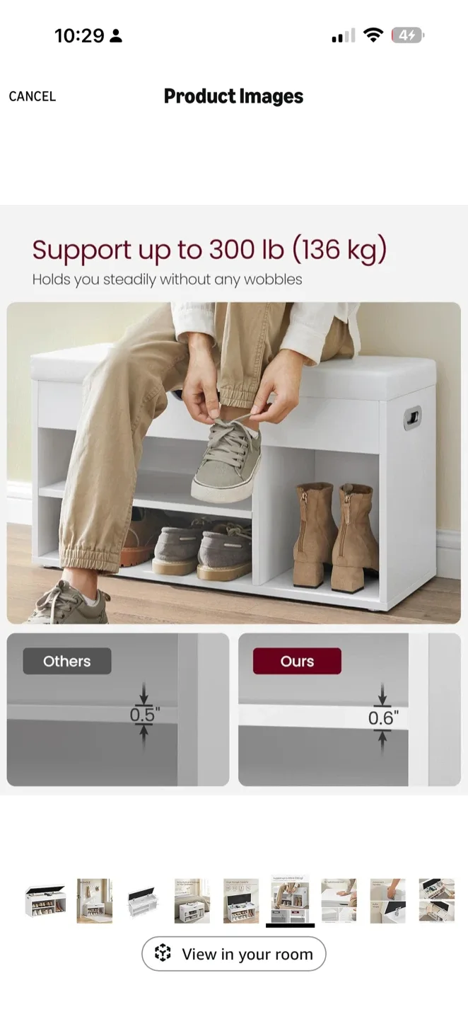 White Storage Bench with Shoe Compartments