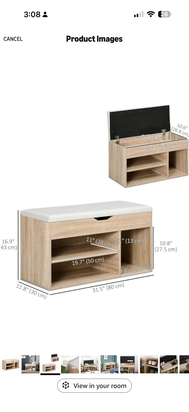 White Storage Bench with Shoe Compartments - photo 5