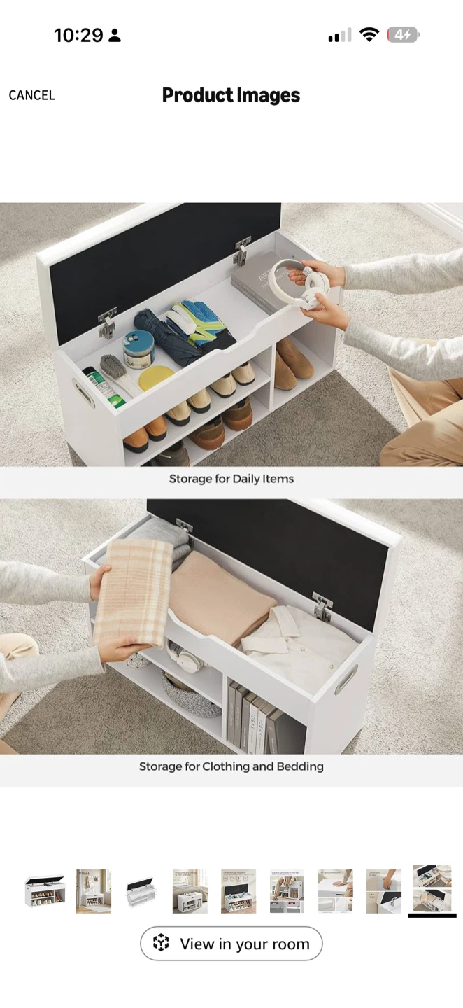 White Storage Bench with Shoe Compartments - photo 3