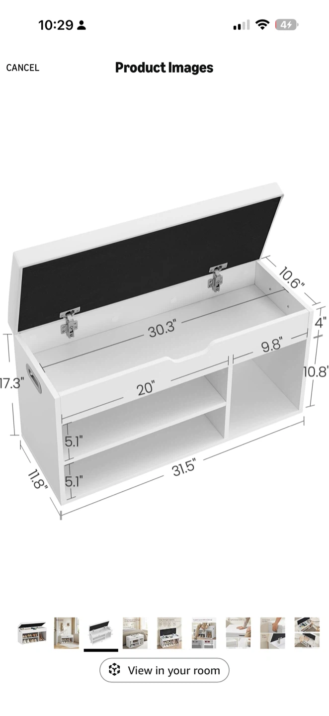 White Storage Bench with Shoe Compartments - photo 4