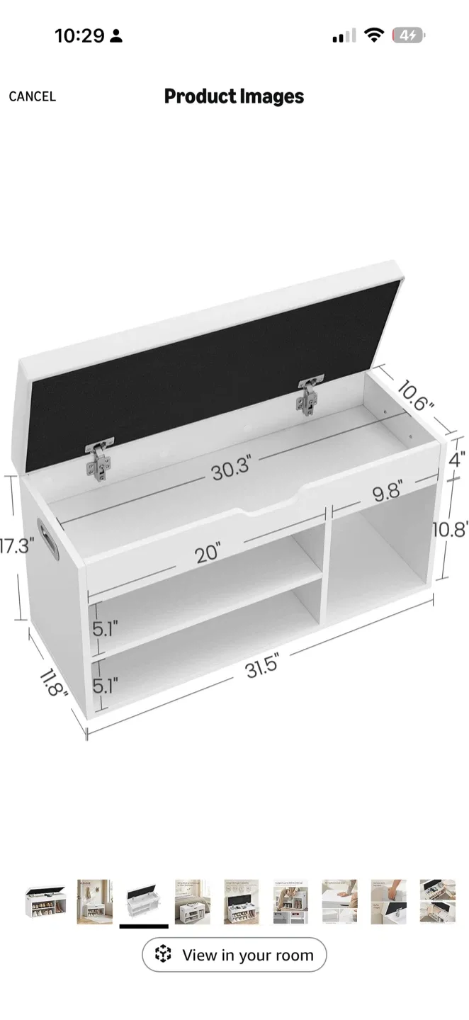 White Storage Bench with Shoe Compartments - photo 4