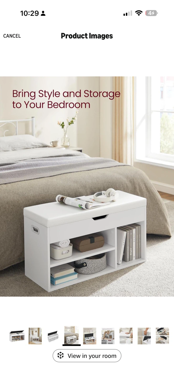 White Storage Bench with Shoe Compartments - photo 2