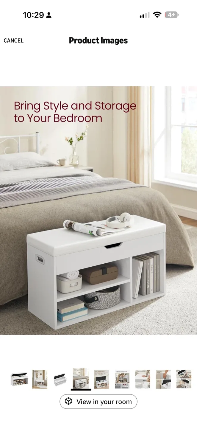 White Storage Bench with Shoe Compartments - photo 2