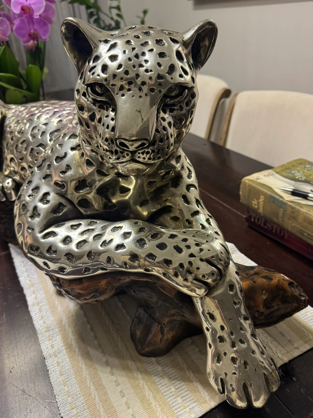 Silver Tone Jaguar Statue