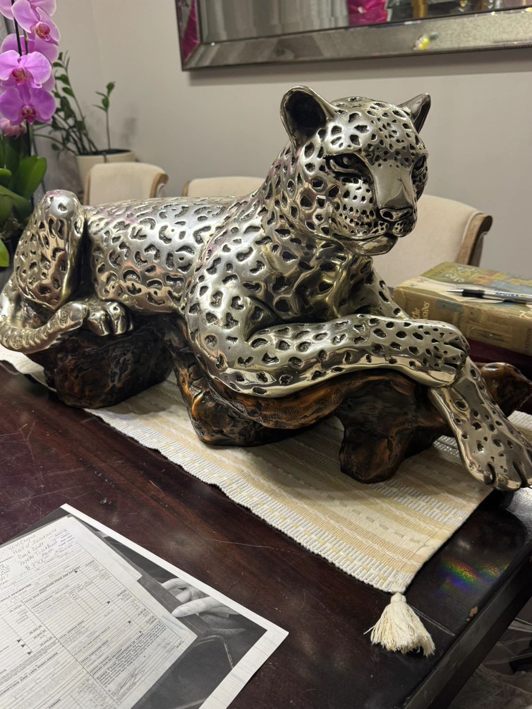 Silver Tone Jaguar Statue - photo 3