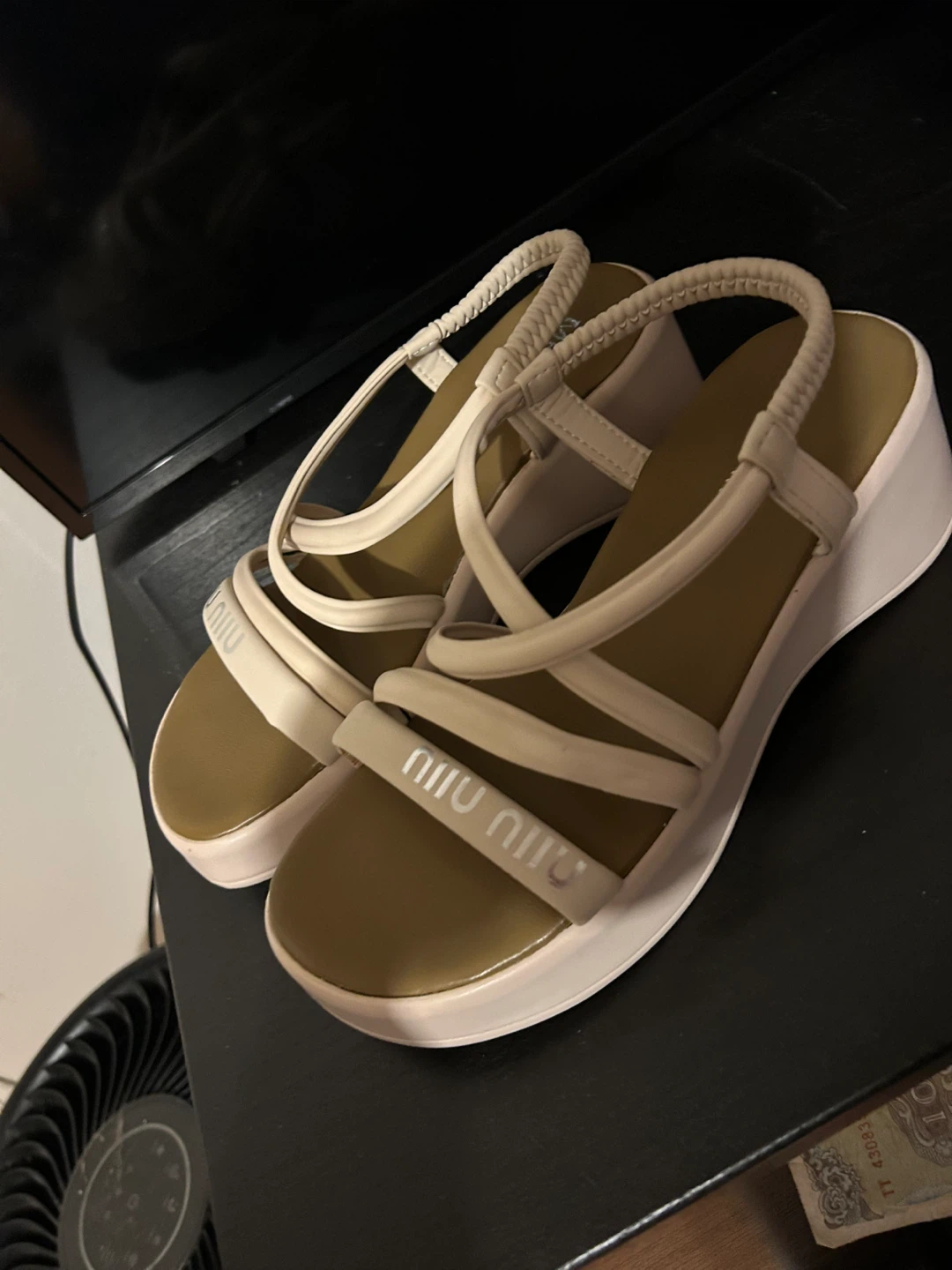Miu Miu Inspired Platform Wedge Sandals Cream White - photo 3
