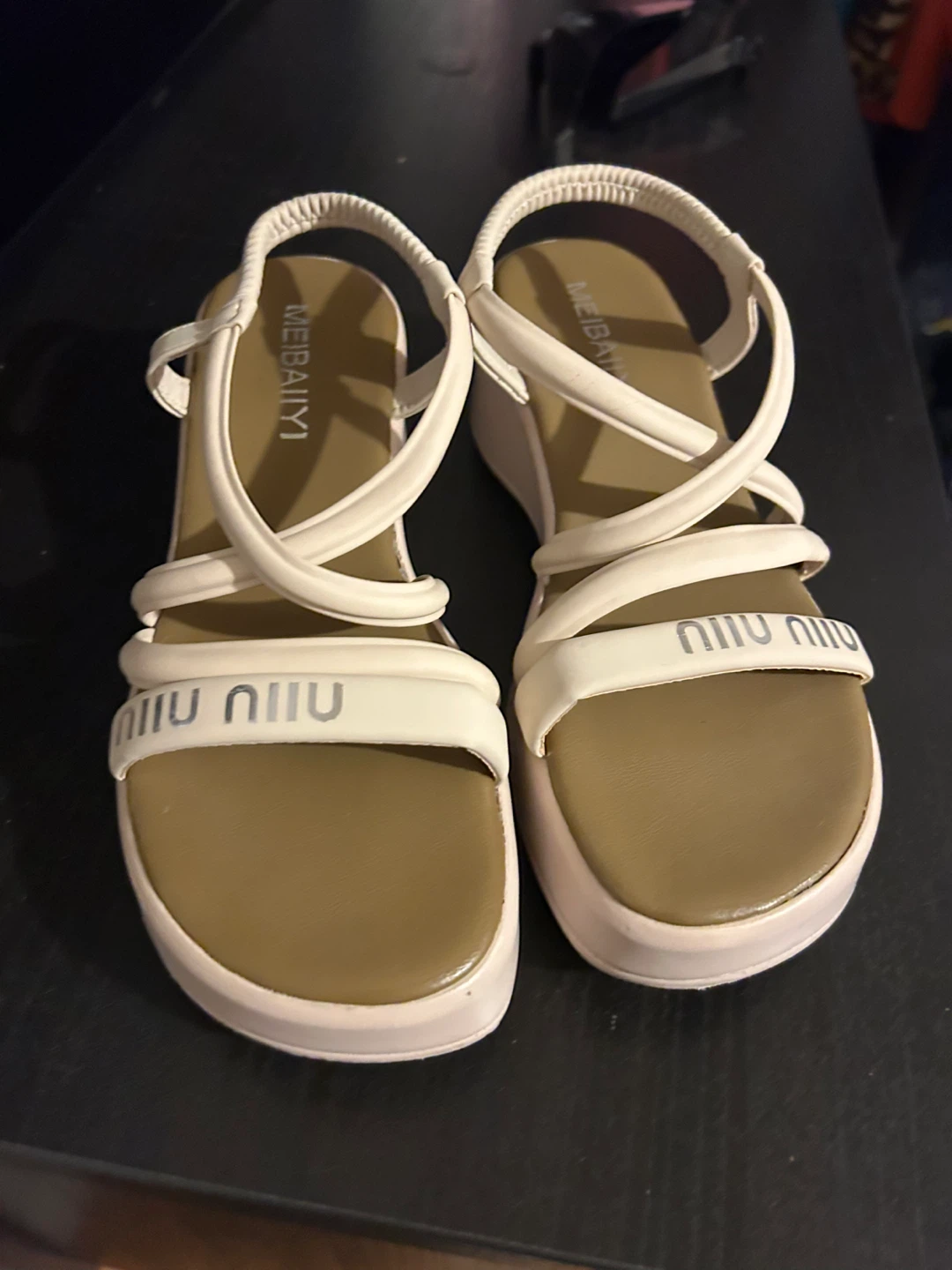 Miu Miu Inspired Platform Wedge Sandals Cream White - photo 4