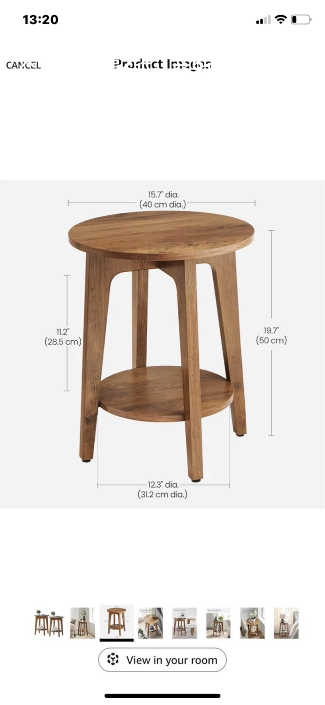 Round Side Table with Storage Shelf - photo 3