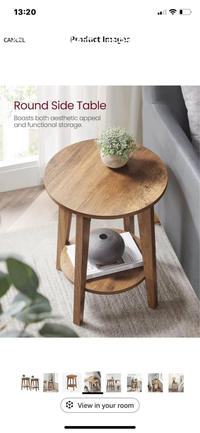Round Side Table with Storage Shelf - photo 2
