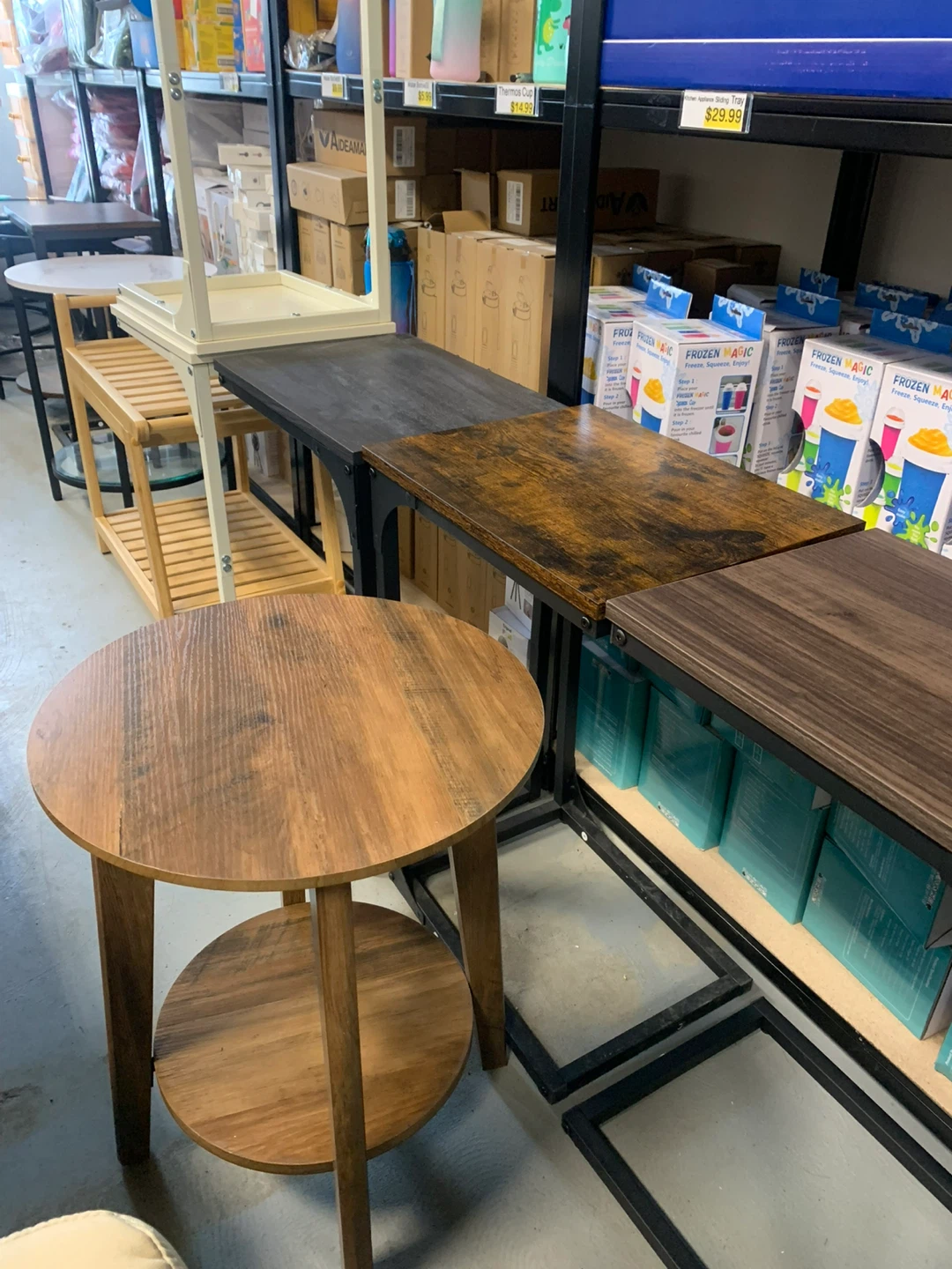 Round Side Table with Storage Shelf - photo 4