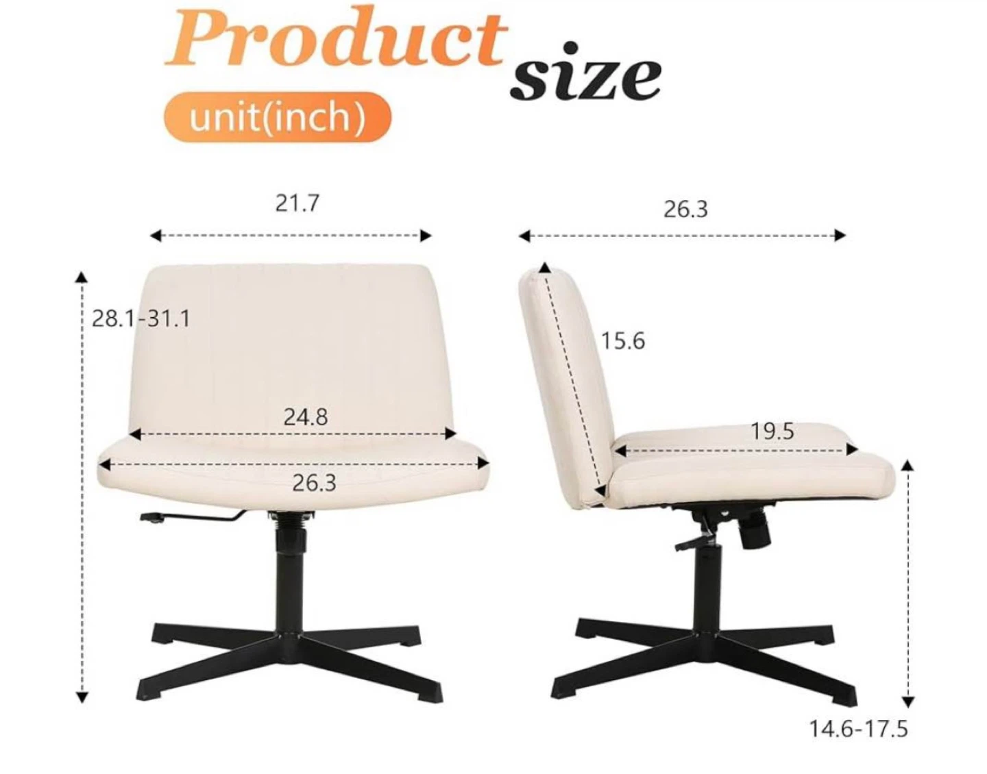 Office Chair Beige Adjustable Swivel Desk Chair - photo 3