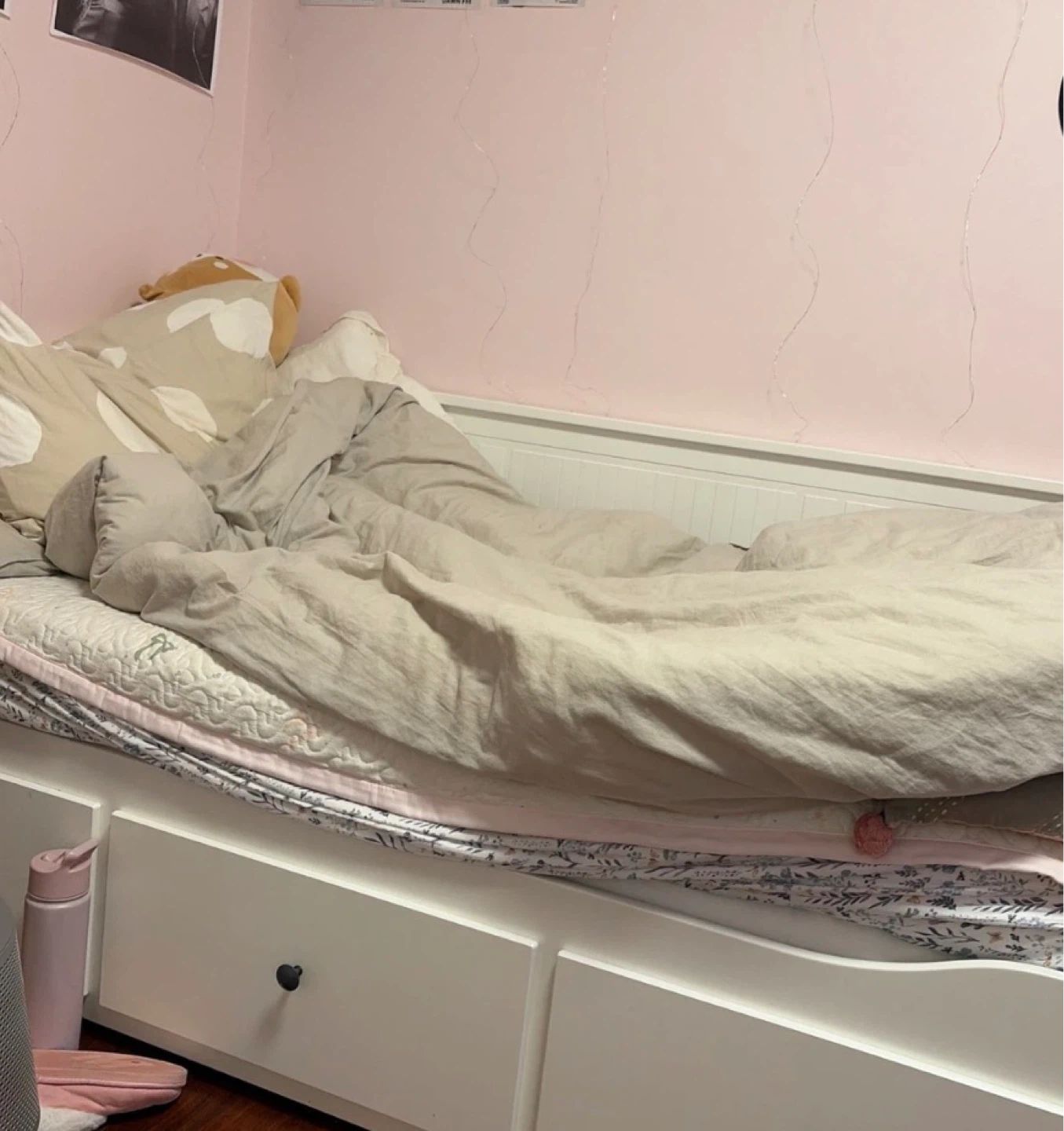 IKEA HENMES White twin bed with Storage Drawers