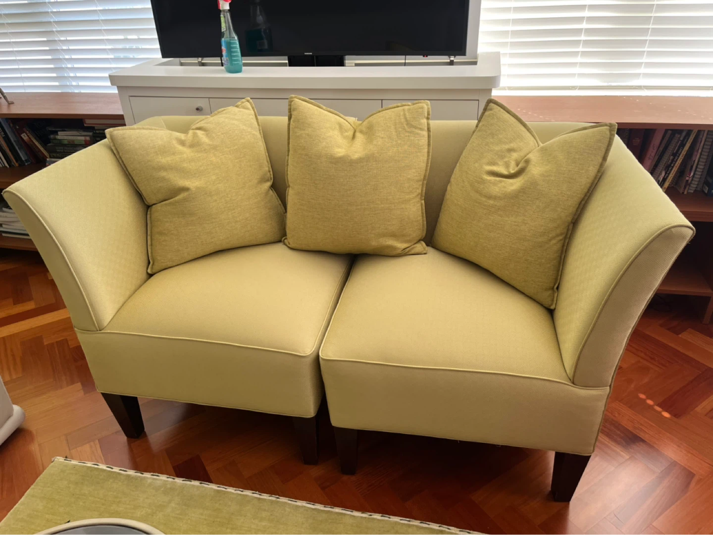 Pair of Yellow/Lime Accent Chairs with Pillows