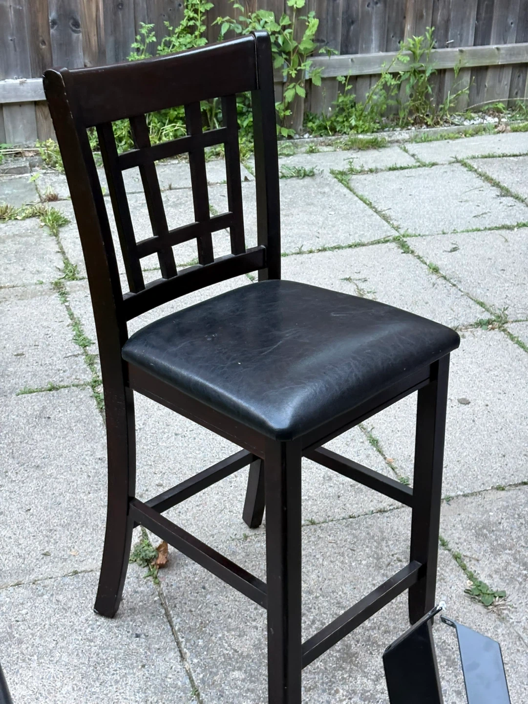Dark Wood Counter Stool with Black Seat