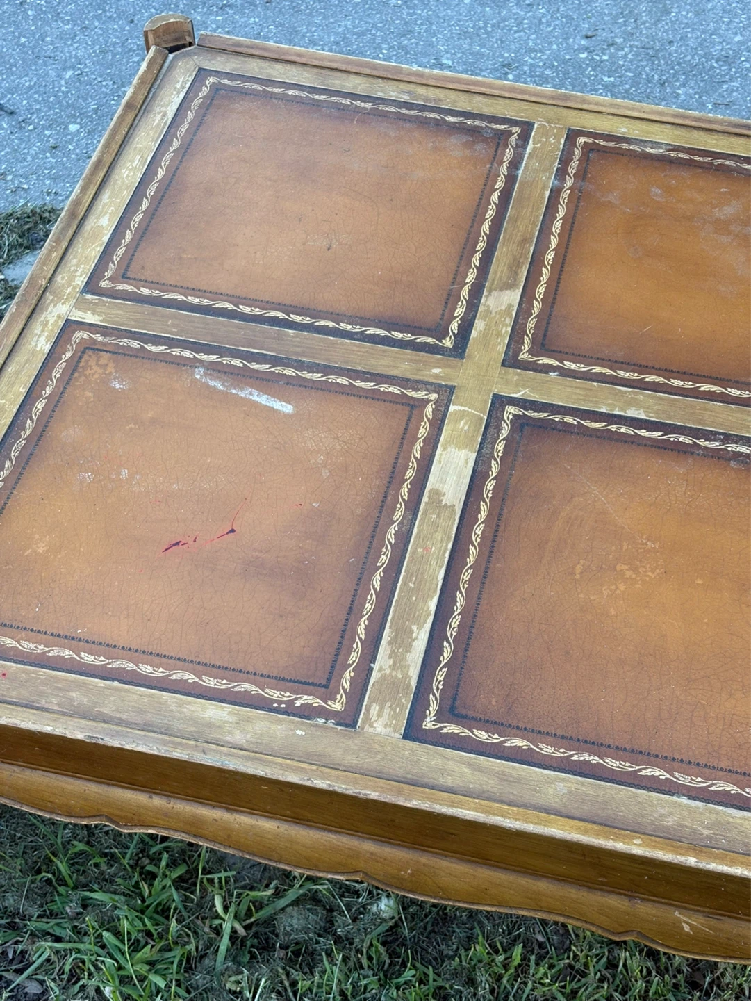 Square Coffee Table with Faux Leather Inlay - photo 3