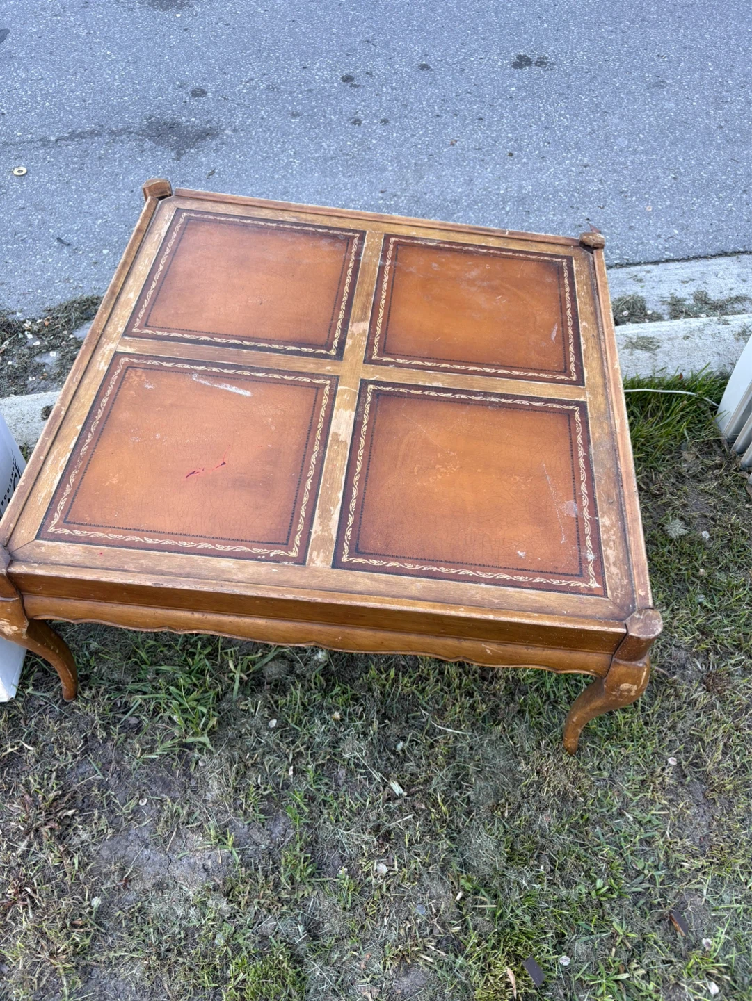 Square Coffee Table with Faux Leather Inlay