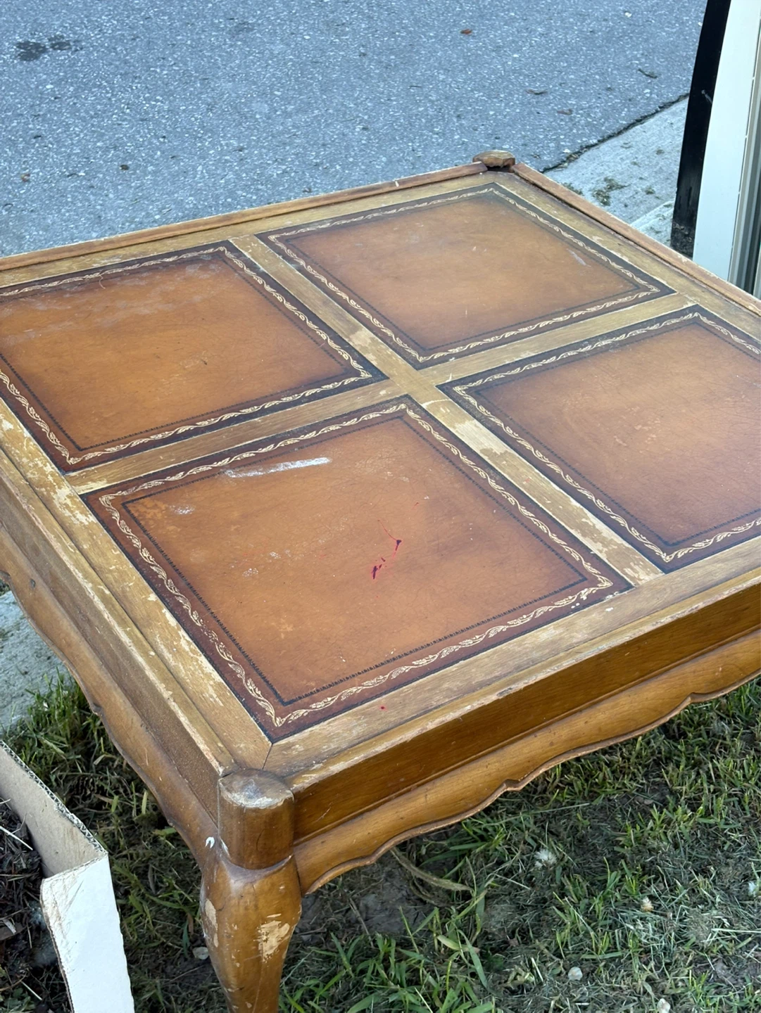 Square Coffee Table with Faux Leather Inlay - photo 2