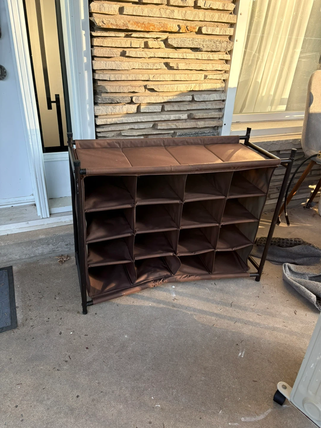 Brown 20-Cube Fabric Shoe Rack Organizer