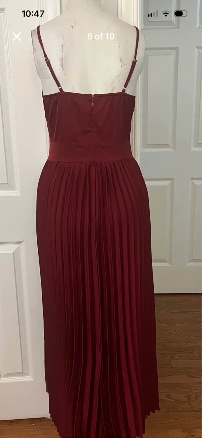 Maroon Pleated Midi Dress size small - photo 3