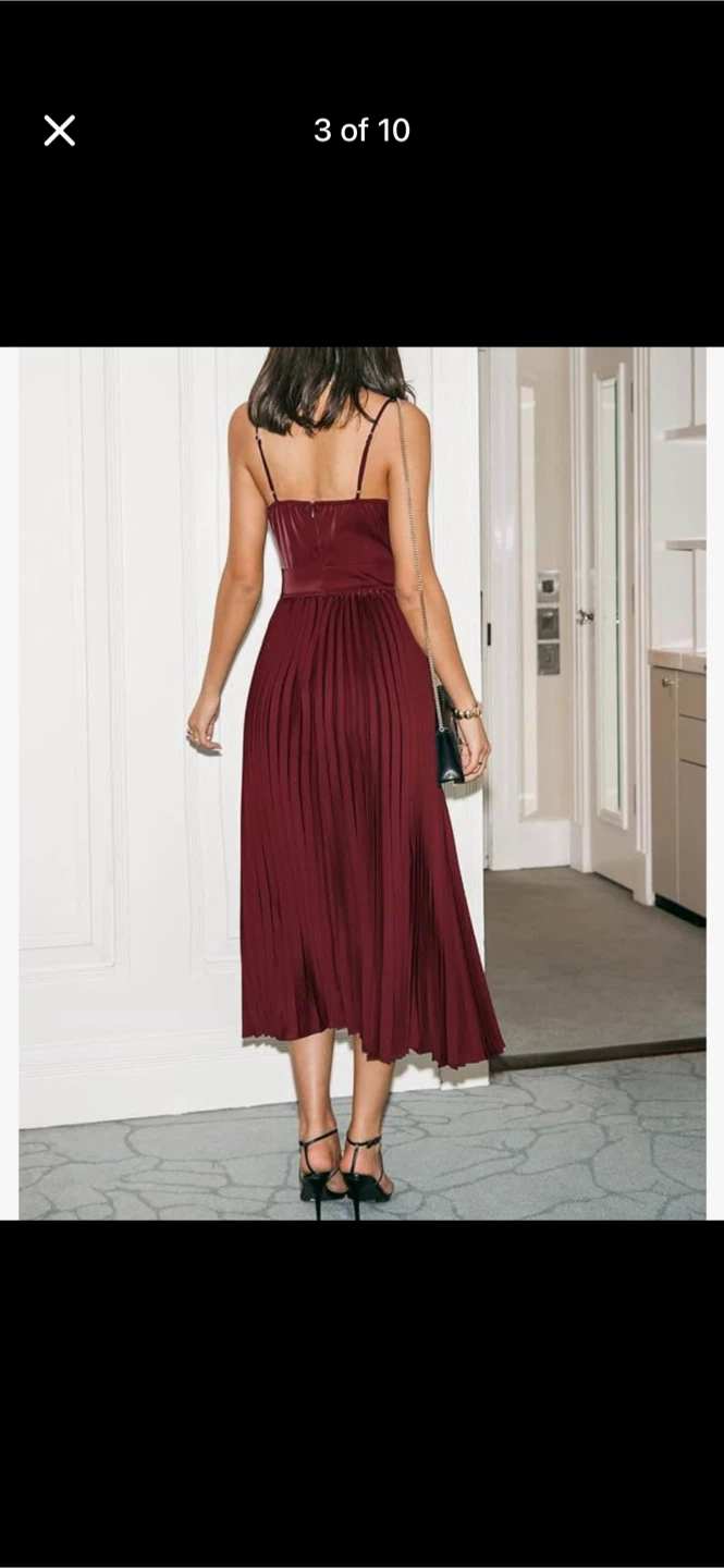 Maroon Pleated Midi Dress size small - photo 5