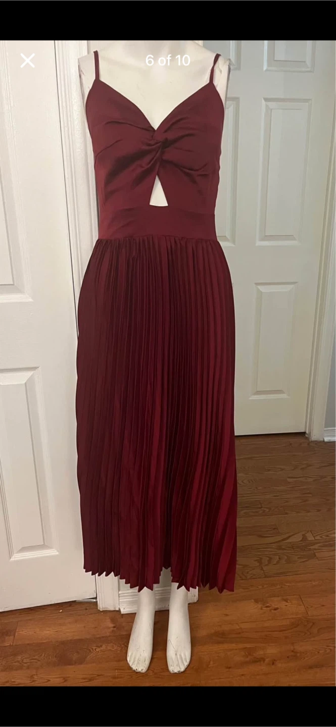 Maroon Pleated Midi Dress size small - photo 4