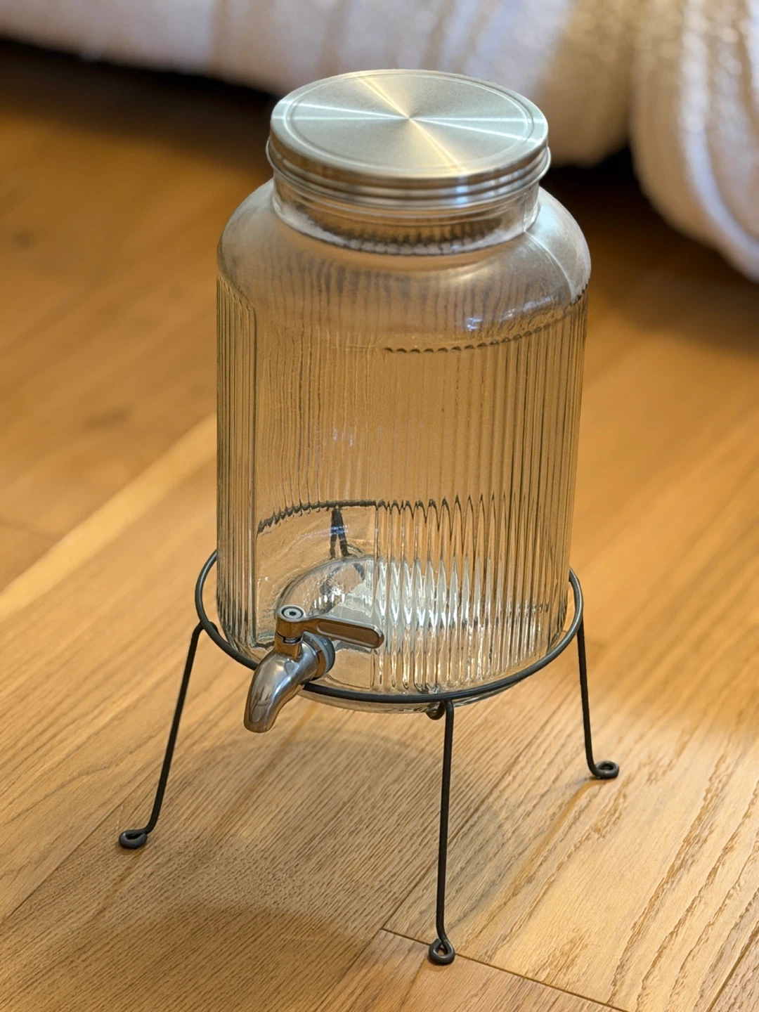 Glass Beverage Dispenser with Metal Stand