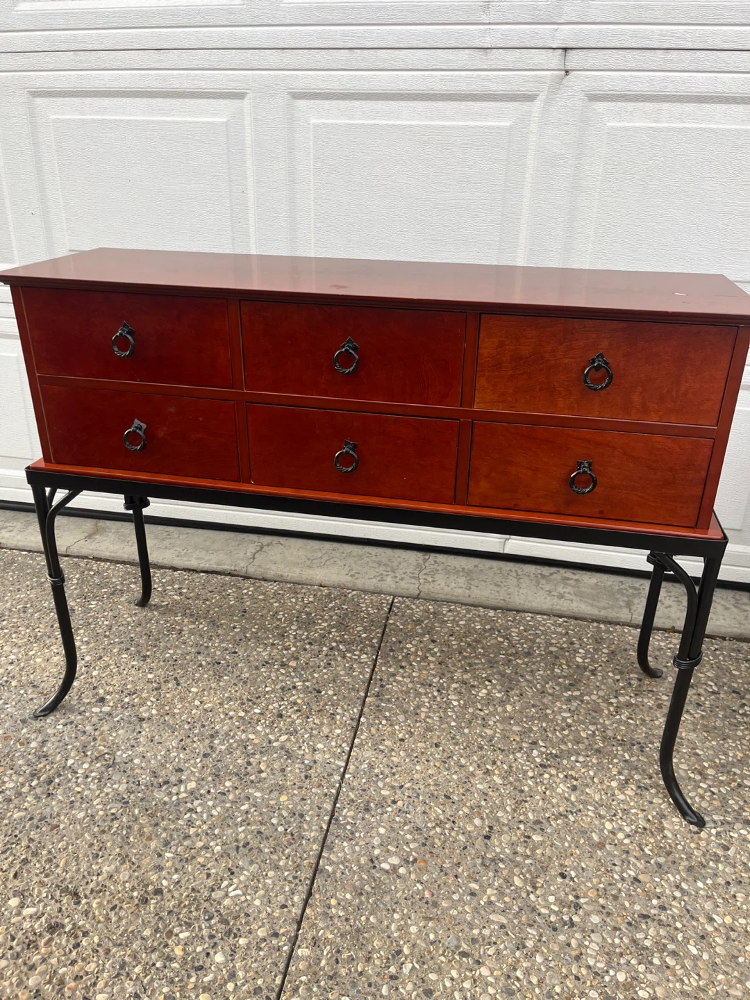 Red Cherry Wood Console Table