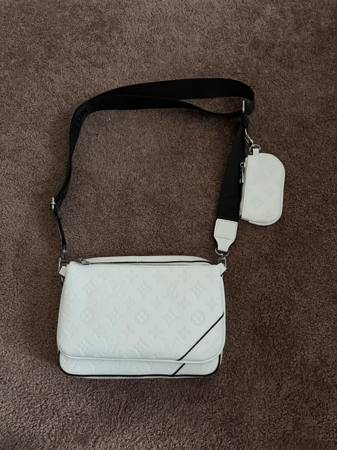 Louis Vuitton White Monogram Crossbody Bag with Pouch