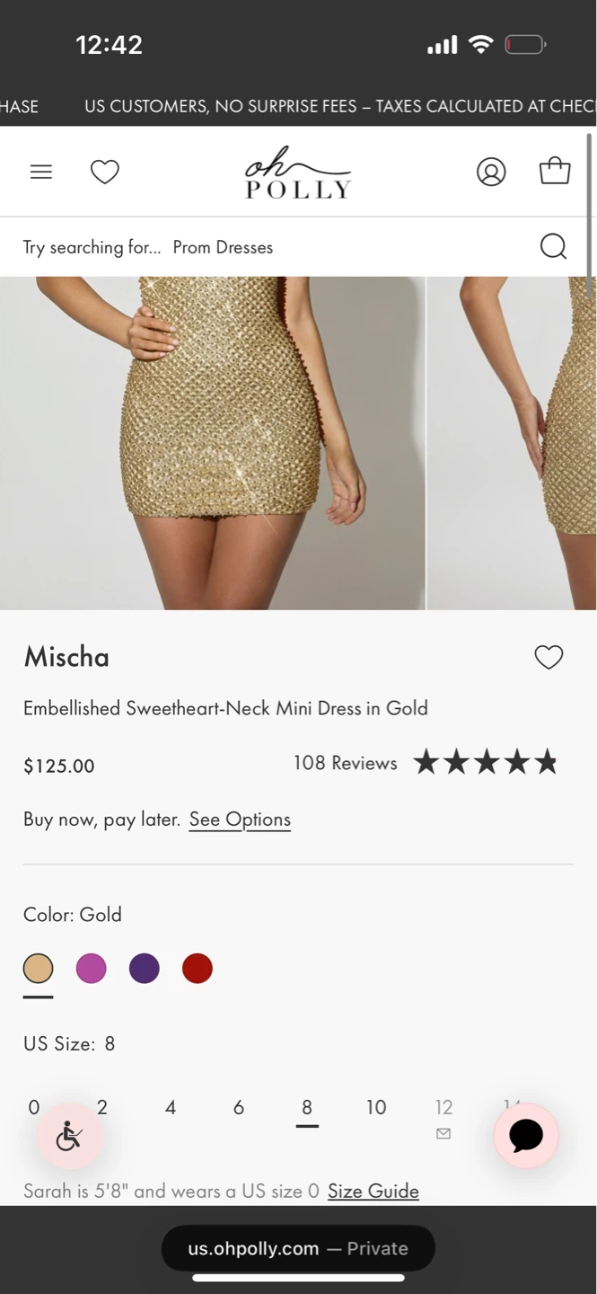 Oh Polly Mischa Embellished Mini Dress Gold US Size 8 - photo 2