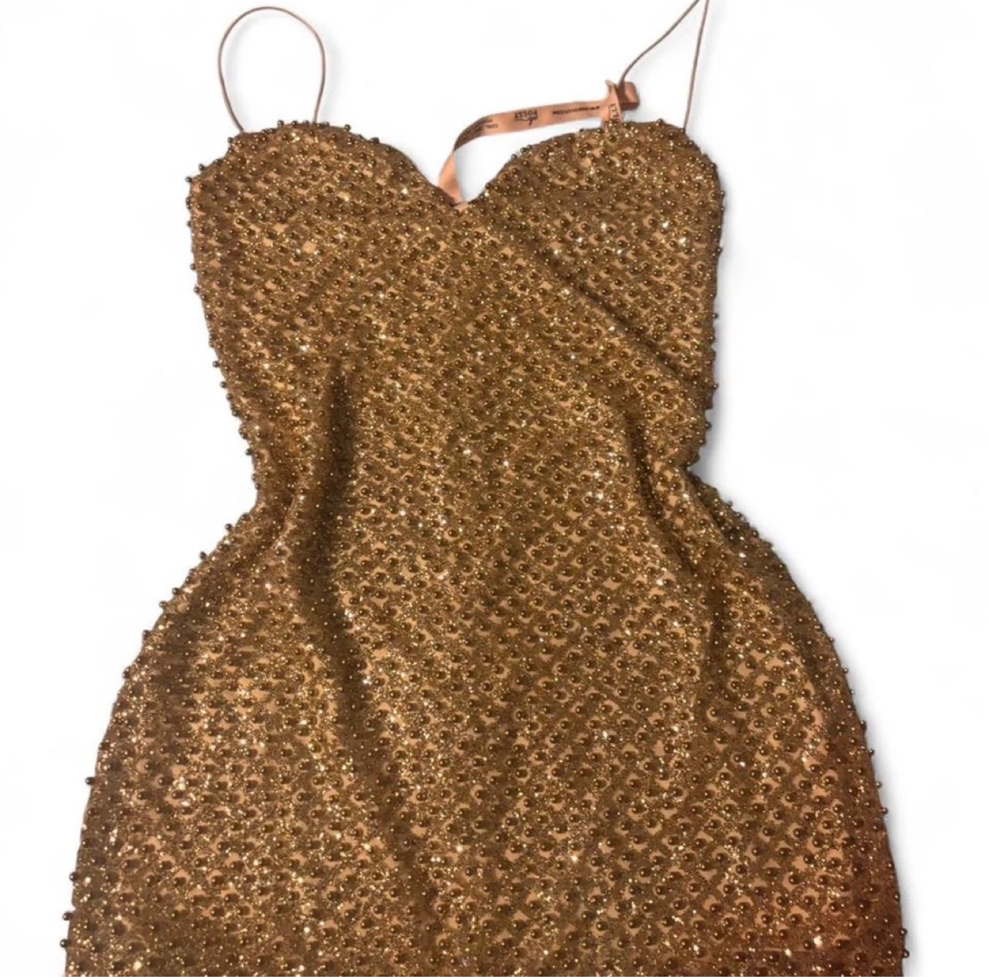 Oh Polly Mischa Embellished Mini Dress Gold US Size 8