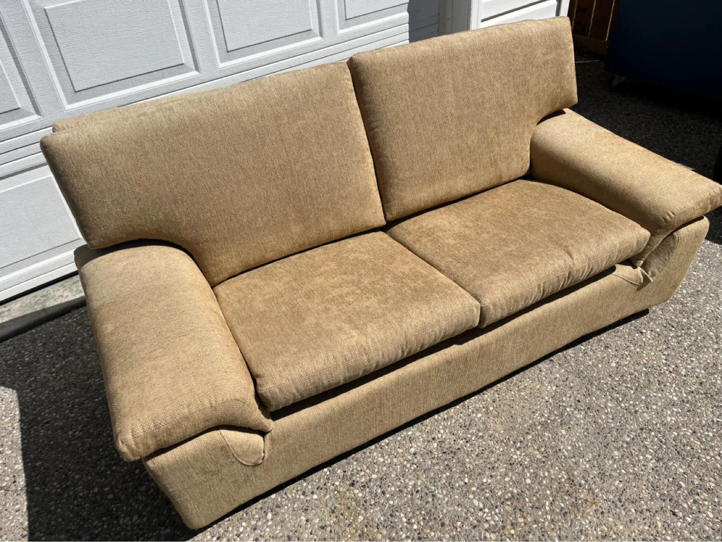 Comfy & Clean Fabric Tan Loveseat -No Damages - photo 2