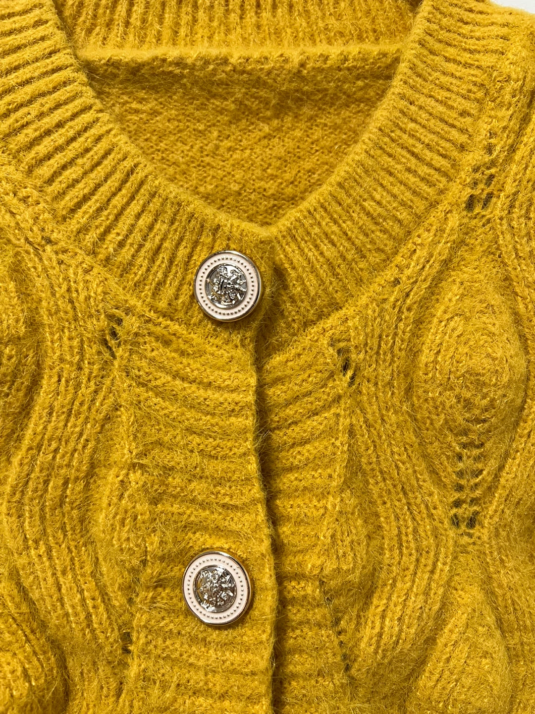 Yellow Cable Knit Cardigan - photo 2