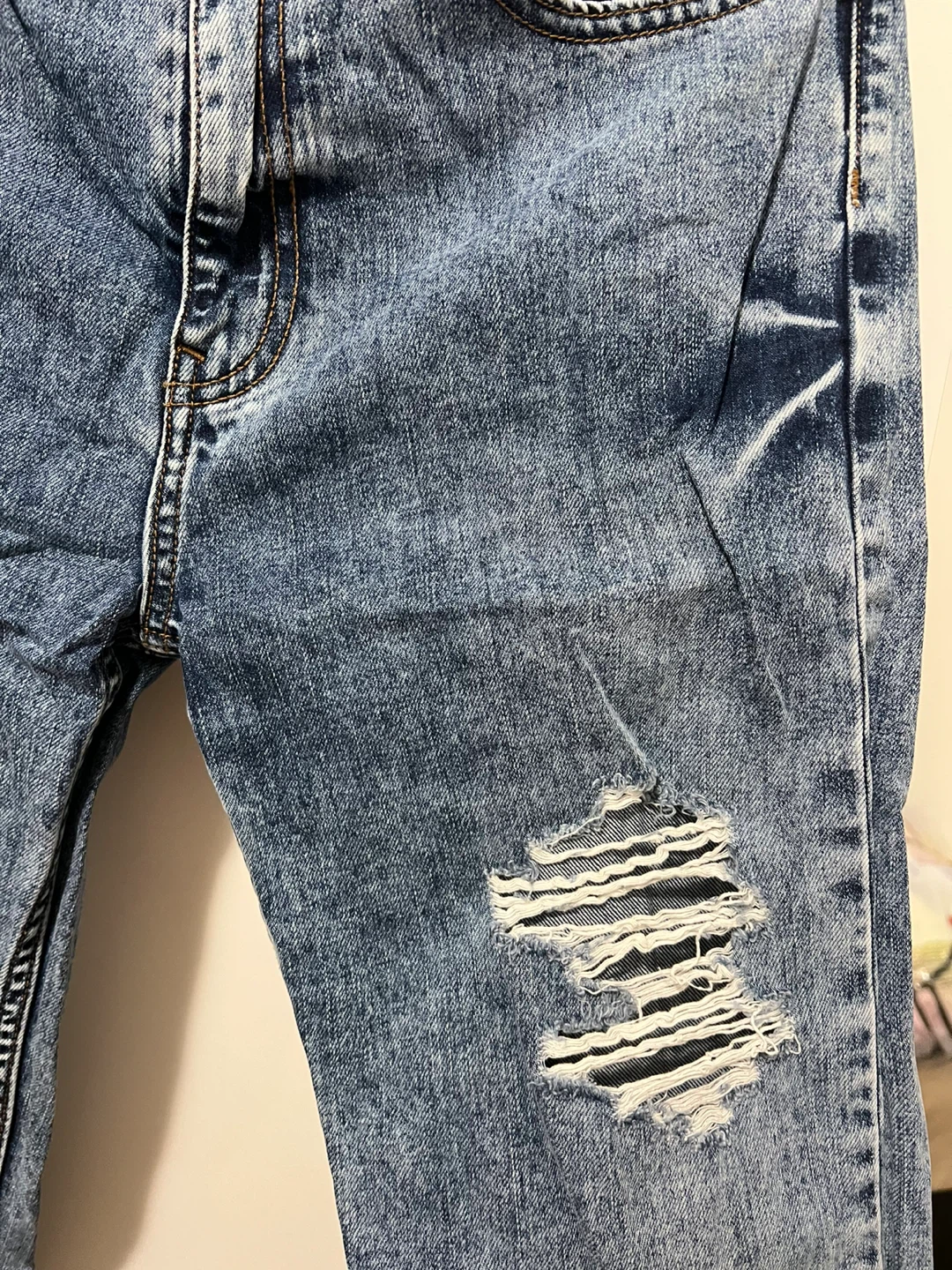 Women's Distressed Blue Denim Jeans - photo 4