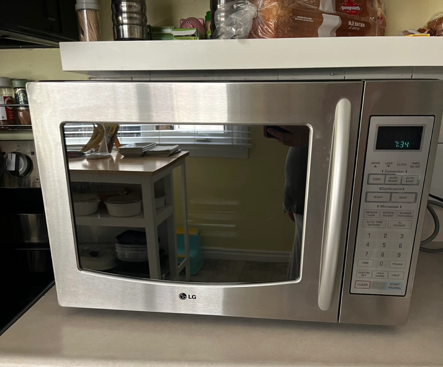 Large Stainless Steel LG Microwave 1.5 cubic ft