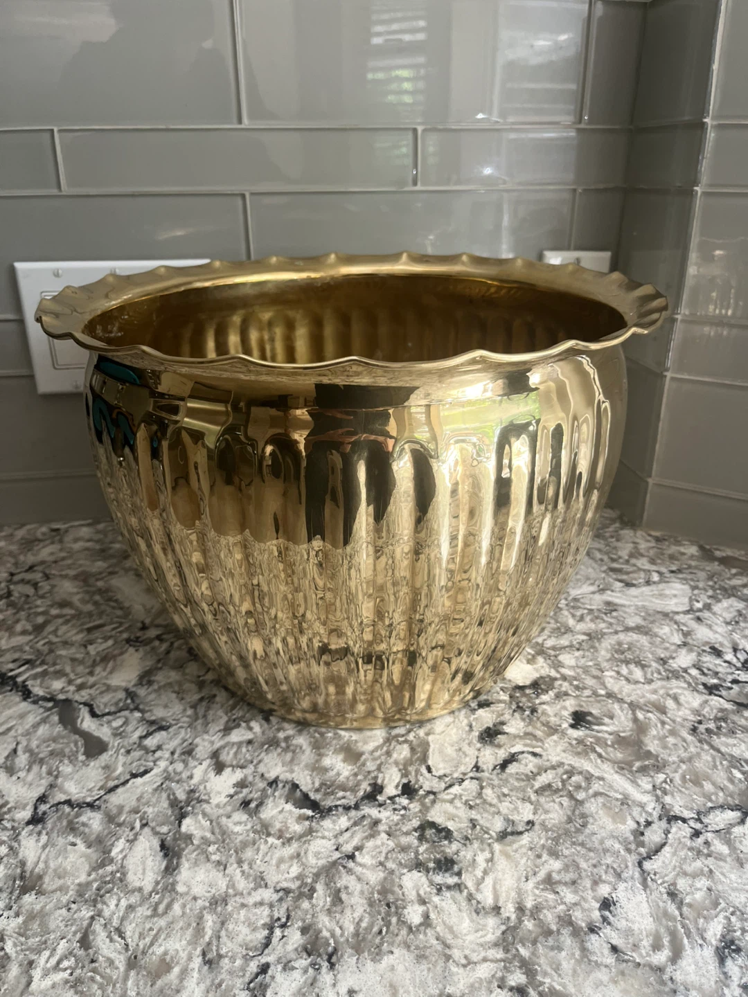 Vintage Large Brass Planter Pot