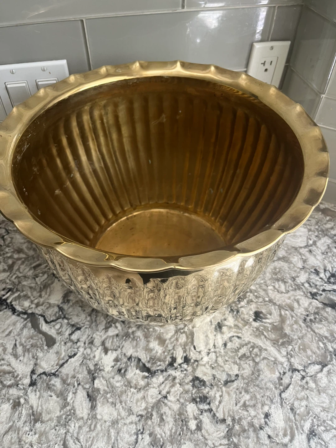 Vintage Large Brass Planter Pot - photo 3