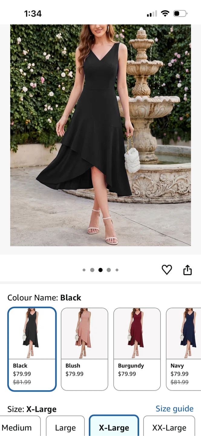 Aupuls Black V-Neck Sleeveless Asymmetrical Hem Dress XL