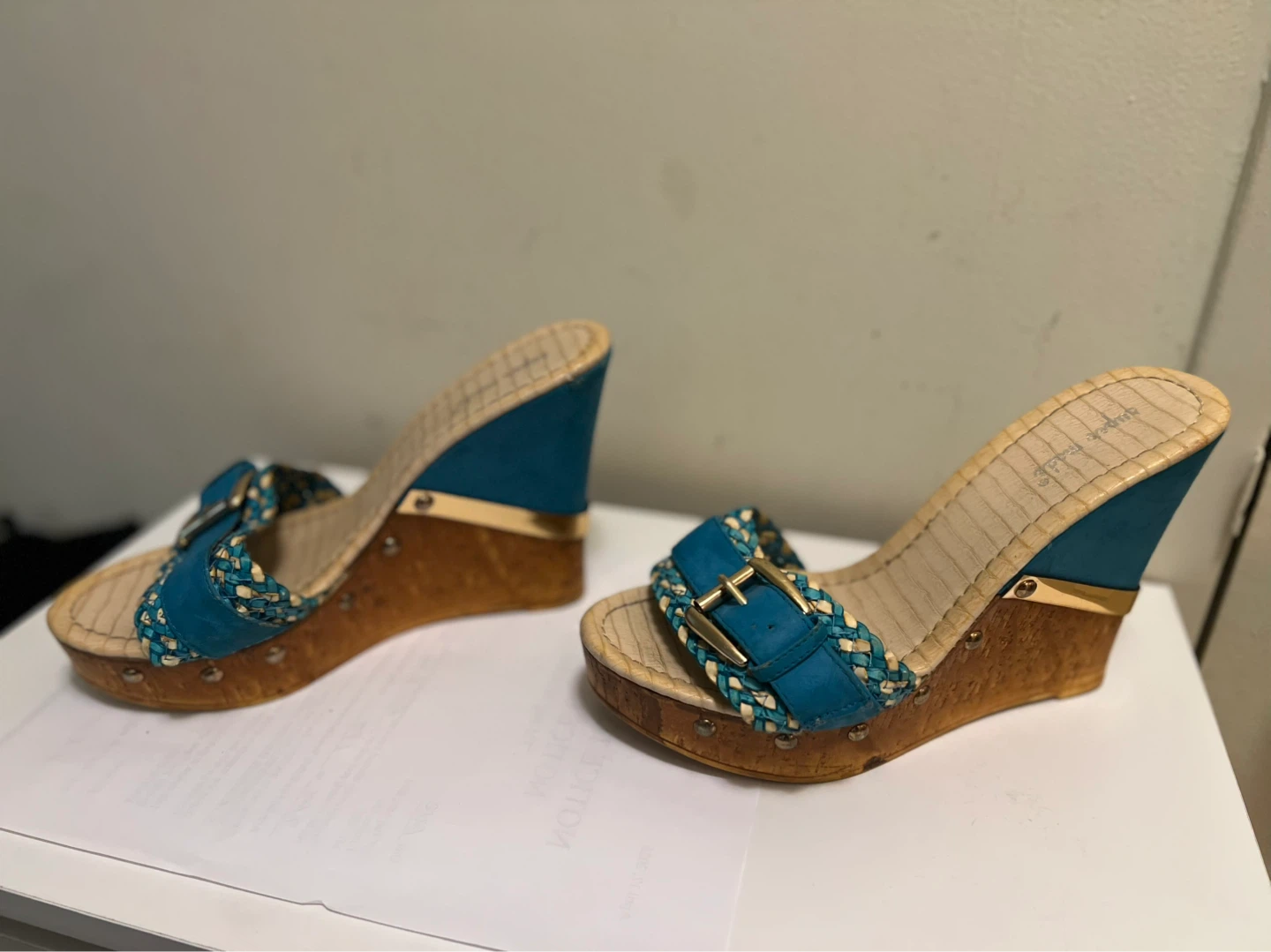 Blue Wedge Sandals-size 39 - photo 2