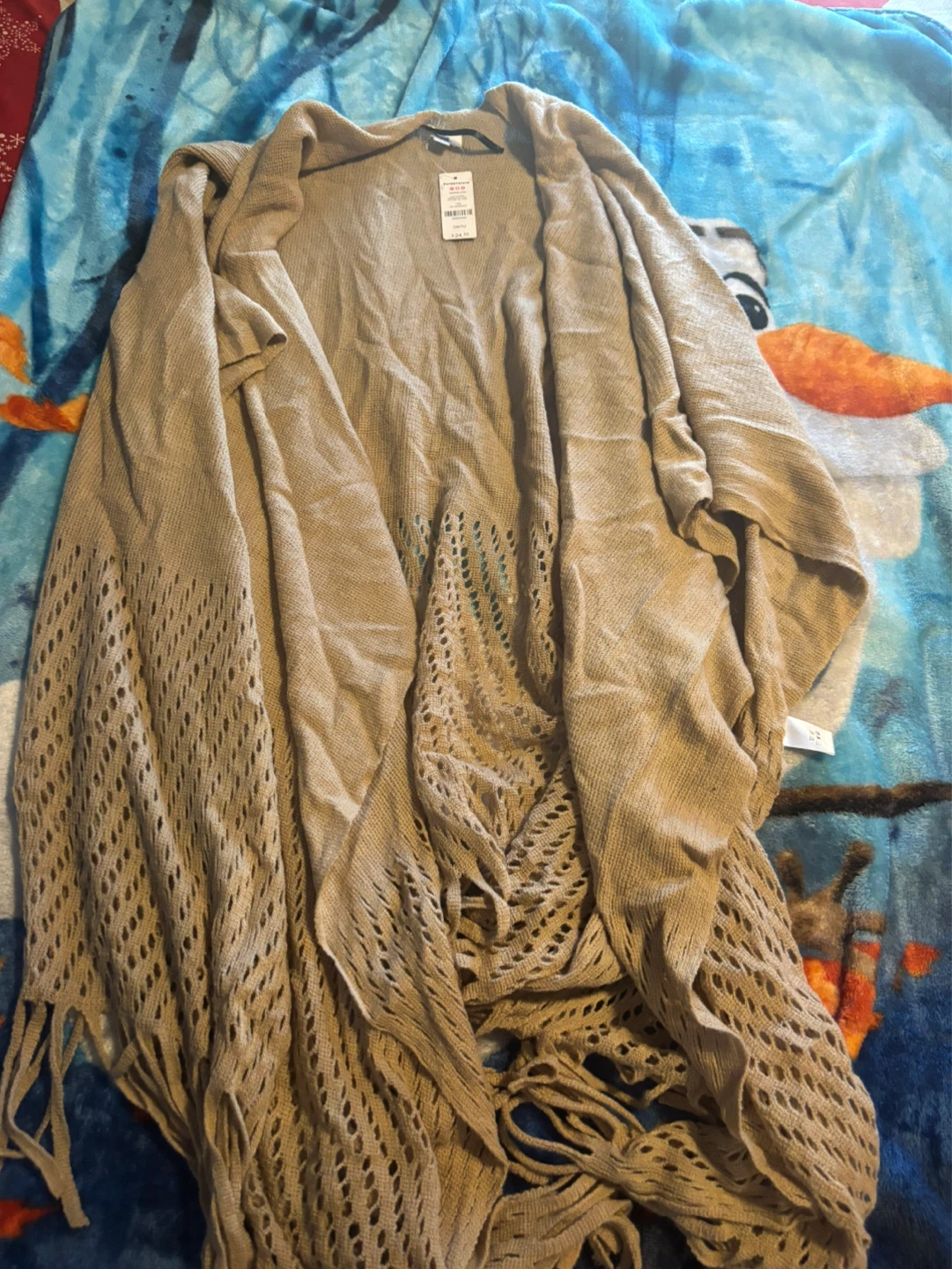 Ardenne Tan Open Knit Poncho One Size