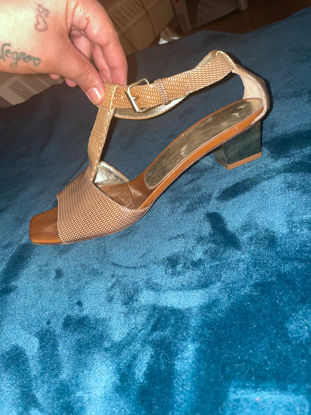 Women's Tan Block Heel Sandals
