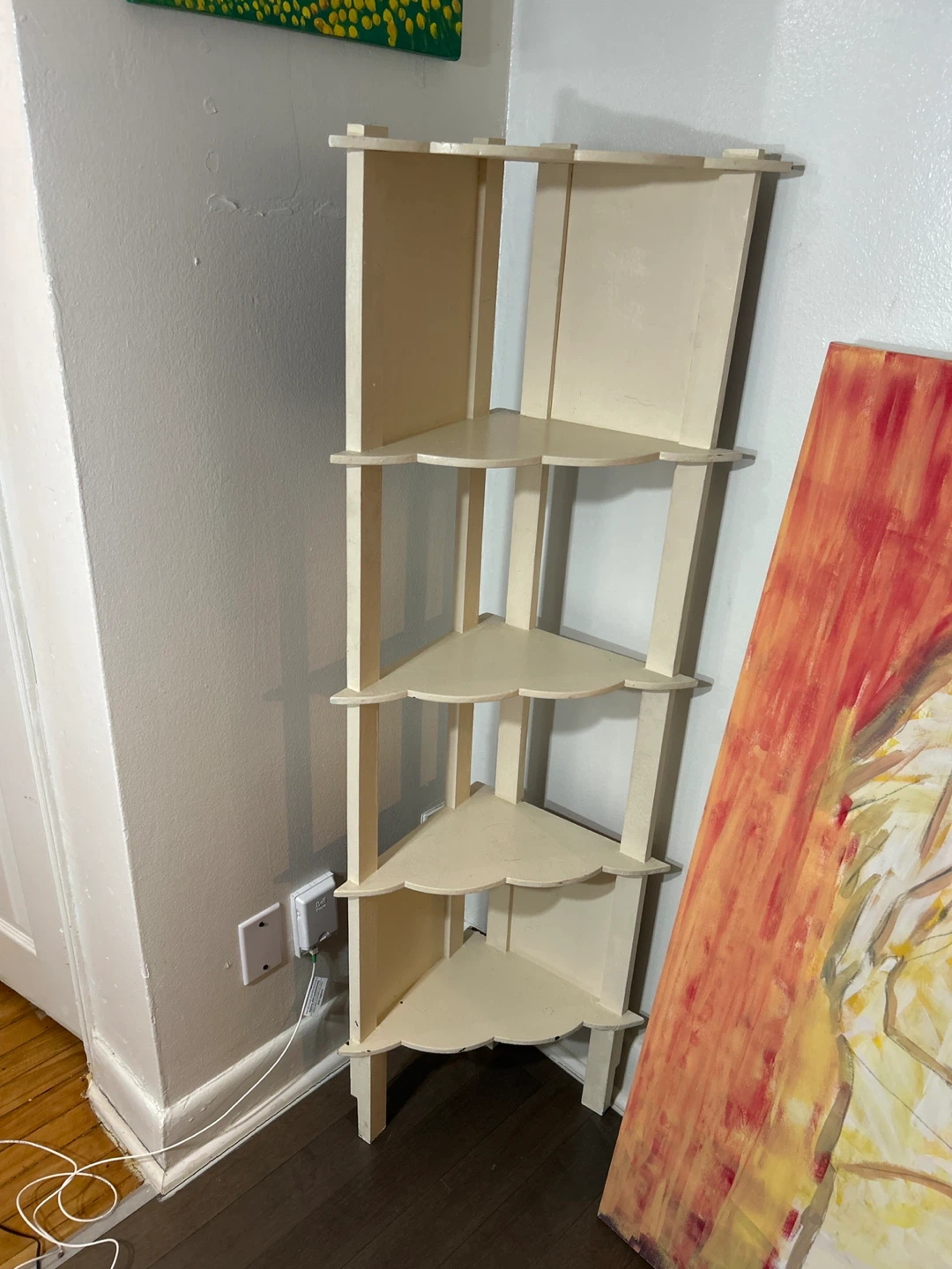 Cream 5-Tier Corner Shelf Unit