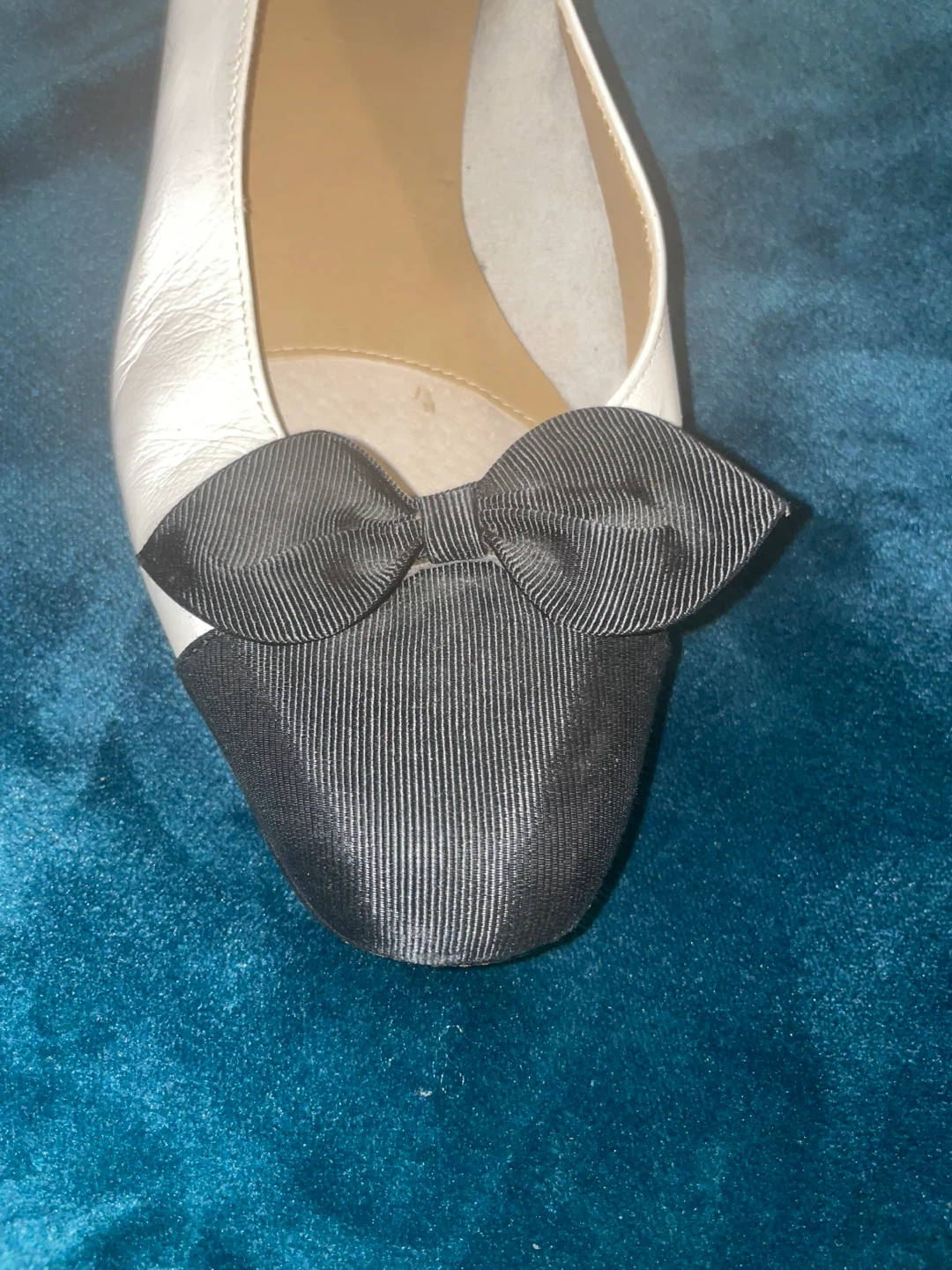 White Ballet Flats with Black Bow Detail - photo 2