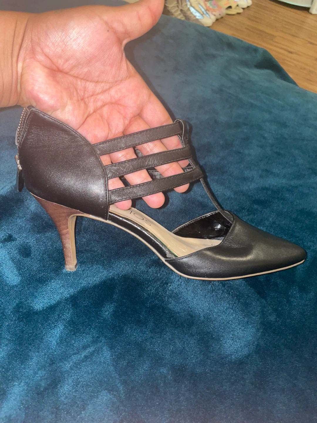 Black Leather Heels with Straps