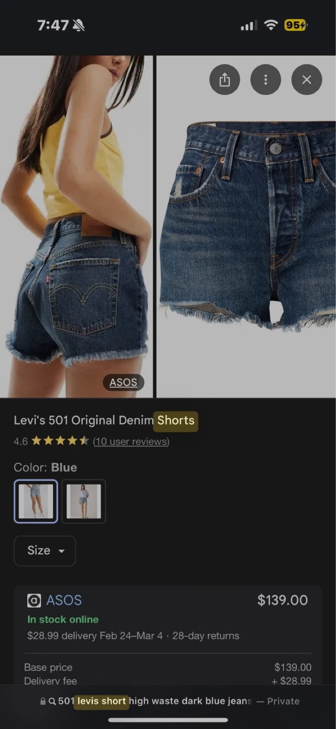 Levi's 501 Original Denim Shorts