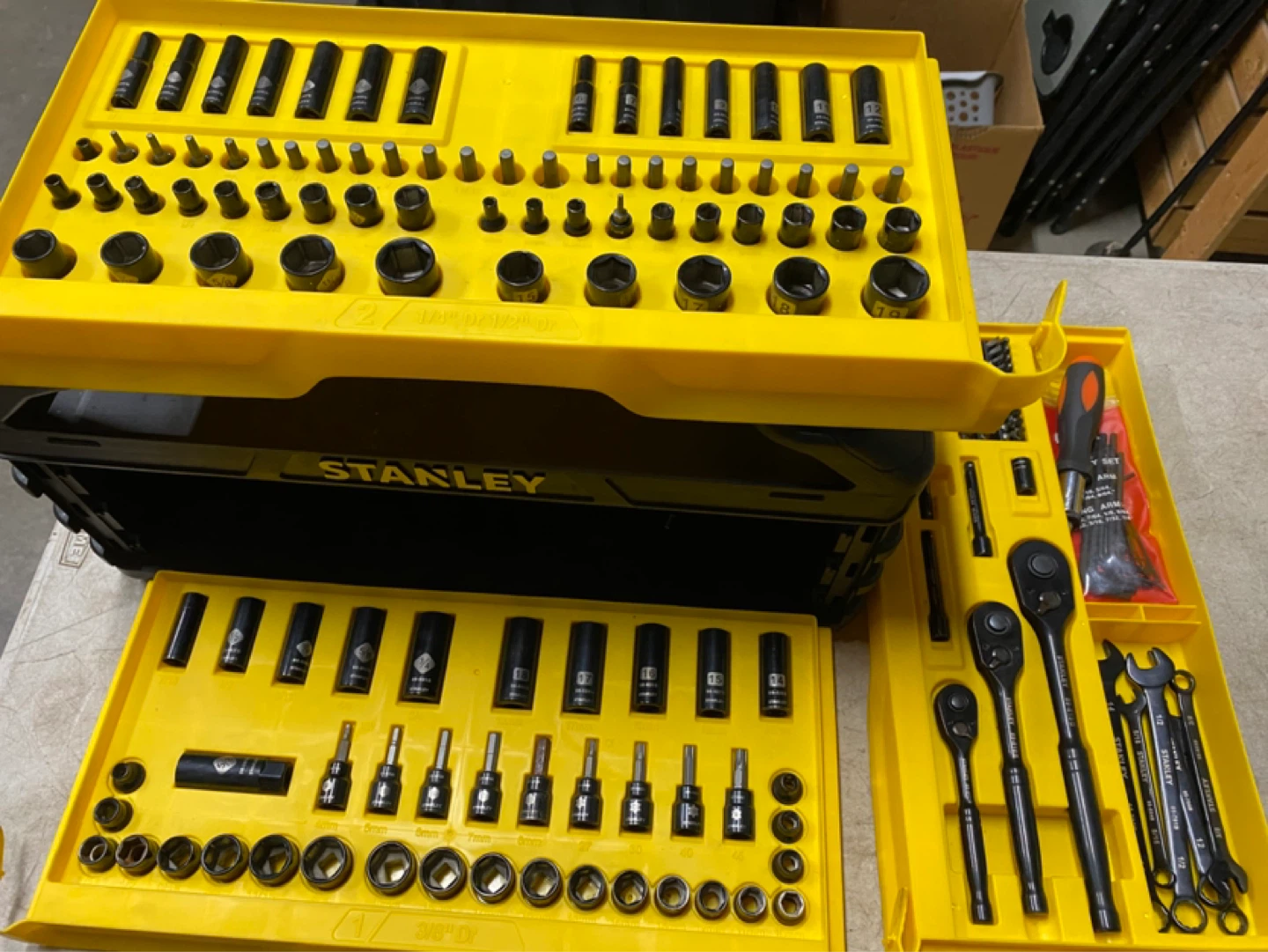 Stanley black chrome socket set and box