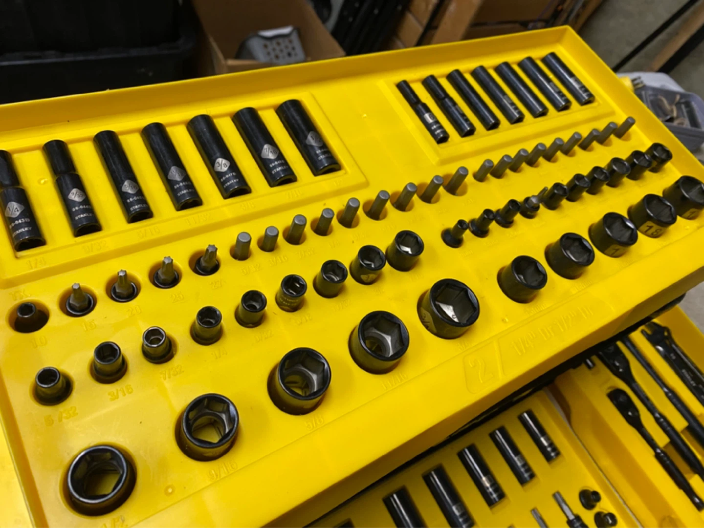 Stanley black chrome socket set and box - photo 3