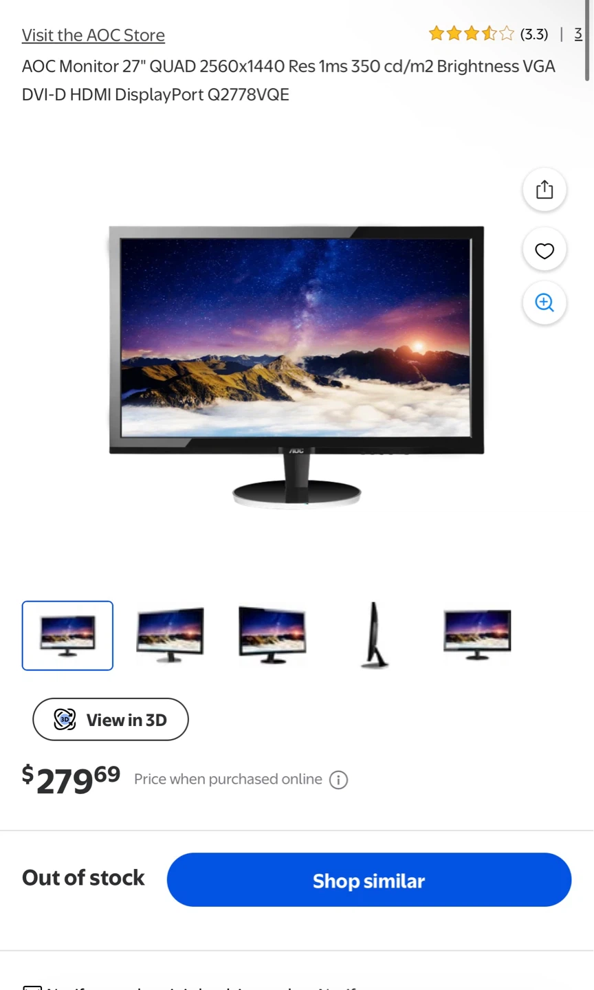 AOC Q2778VQE LCD Monitor - photo 3